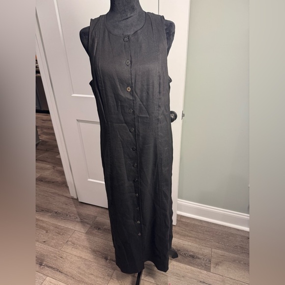 Worth New York Tank Linen blend Button Down Dress Pockets black - Picture 2 of 12